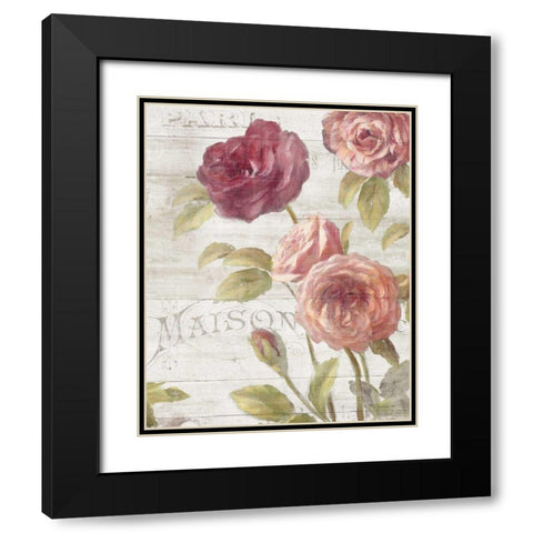 French Roses III Black Modern Wood Framed Art Print with Double Matting by Nai, Danhui