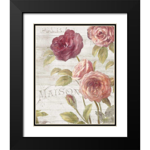 French Roses III Black Modern Wood Framed Art Print with Double Matting by Nai, Danhui