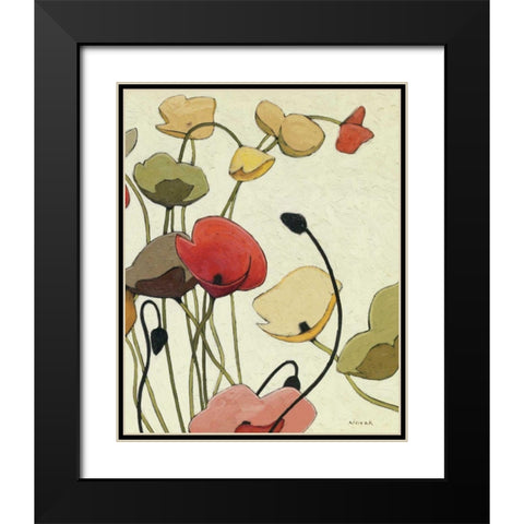 Pavots Ondule II Black Modern Wood Framed Art Print with Double Matting by Novak, Shirley