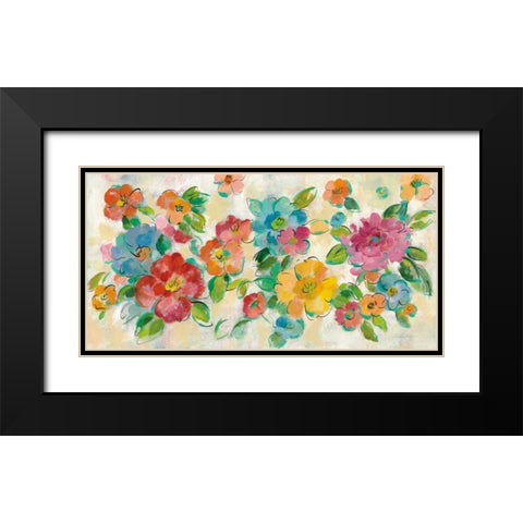 Playful Floral Trio I Black Modern Wood Framed Art Print with Double Matting by Vassileva, Silvia