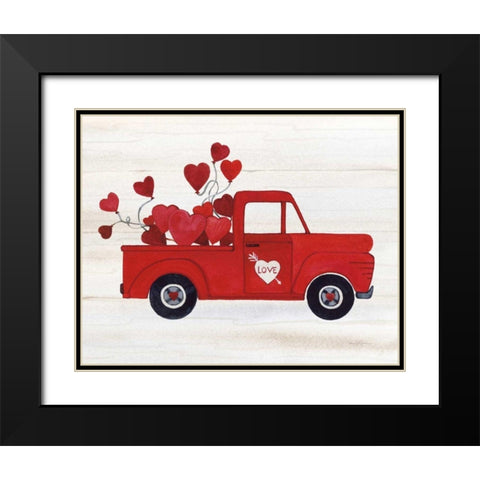 Rustic Valentine Truck Black Modern Wood Framed Art Print with Double Matting by McKenna, Kathleen Parr
