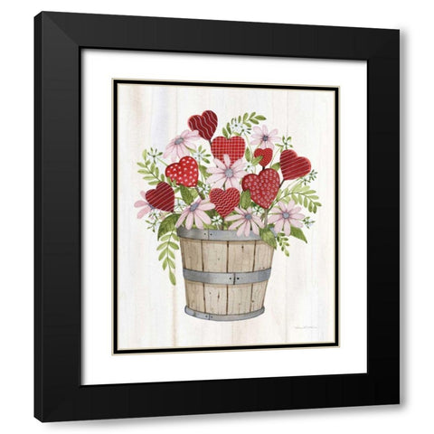 Rustic Valentine Bushel Basket Black Modern Wood Framed Art Print with Double Matting by McKenna, Kathleen Parr