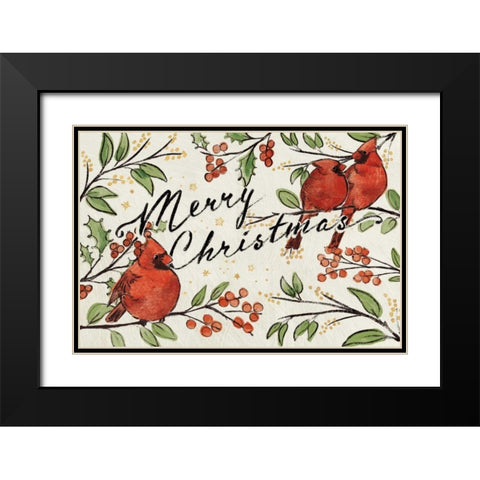 Christmas Lovebirds VIII Black Modern Wood Framed Art Print with Double Matting by Penner, Janelle