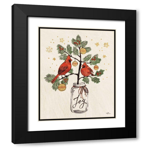 Christmas Lovebirds XIV Black Modern Wood Framed Art Print with Double Matting by Penner, Janelle