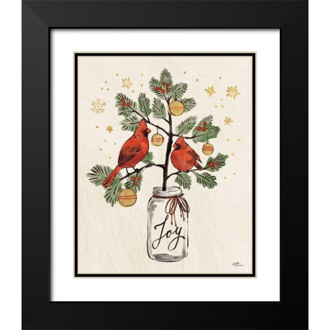 Christmas Lovebirds XIV Black Modern Wood Framed Art Print with Double Matting by Penner, Janelle