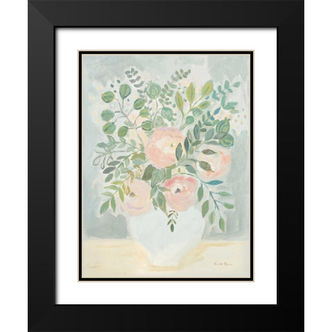 Blushing Bouquet Black Modern Wood Framed Art Print with Double Matting by Zaman, Farida