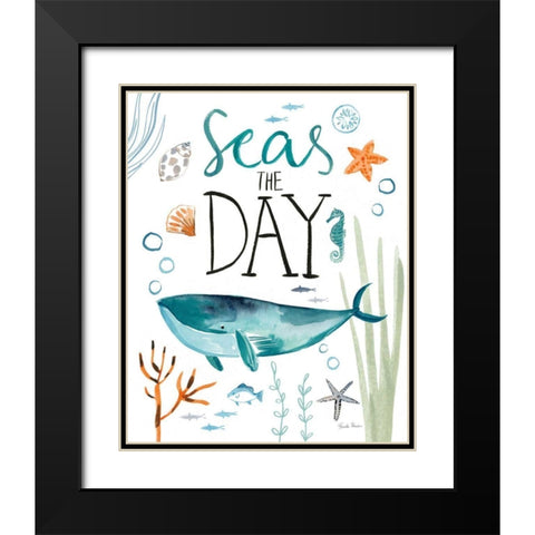 Whale Tale II Black Modern Wood Framed Art Print with Double Matting by Zaman, Farida