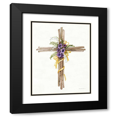 Easter Blessing Cross I Black Modern Wood Framed Art Print with Double Matting by McKenna, Kathleen Parr