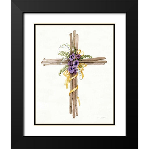 Easter Blessing Cross I Black Modern Wood Framed Art Print with Double Matting by McKenna, Kathleen Parr