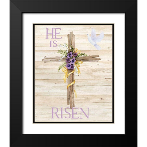 Easter Blessing Saying III with Cross v2 Black Modern Wood Framed Art Print with Double Matting by McKenna, Kathleen Parr