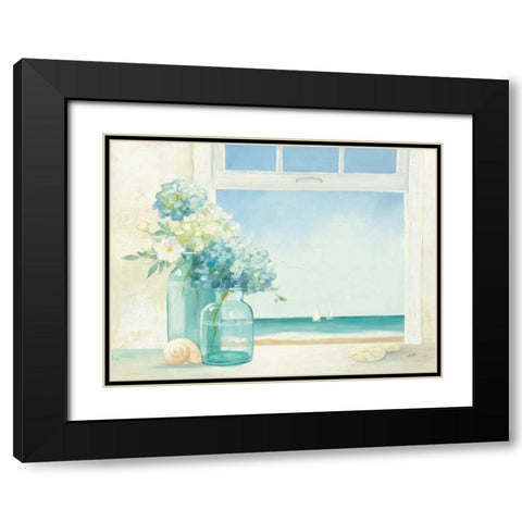 Seaside Hydrangea Black Modern Wood Framed Art Print with Double Matting by Purinton, Julia