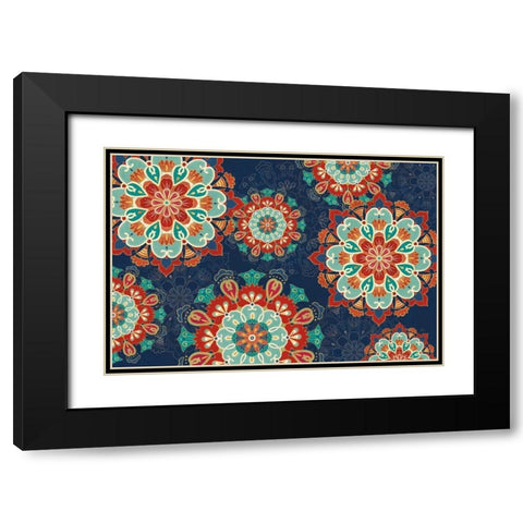 Folk Floral VIII Dark Black Modern Wood Framed Art Print with Double Matting by Charron, Veronique