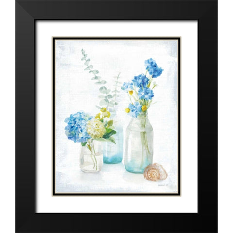 Beach Cottage Florals III Black Modern Wood Framed Art Print with Double Matting by Nai, Danhui