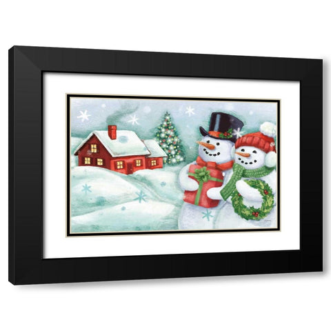 Classic Snowmen II Black Modern Wood Framed Art Print with Double Matting by Urban, Mary