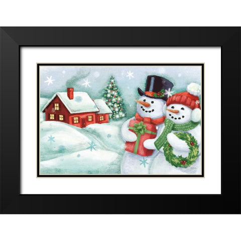 Classic Snowmen II Black Modern Wood Framed Art Print with Double Matting by Urban, Mary