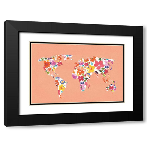 Bright World - No Words Peach Black Modern Wood Framed Art Print with Double Matting by Wild Apple Portfolio
