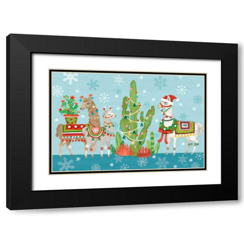 Lovely Llamas Christmas I Black Modern Wood Framed Art Print with Double Matting by Urban, Mary