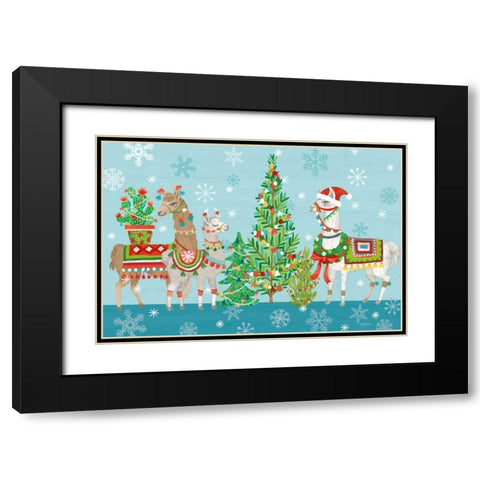Lovely Llamas Christmas VIII Black Modern Wood Framed Art Print with Double Matting by Urban, Mary