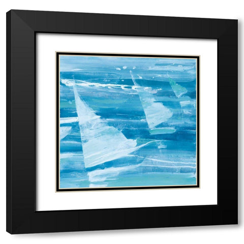 Summer Sail II Blue Black Modern Wood Framed Art Print with Double Matting by Hristova, Albena