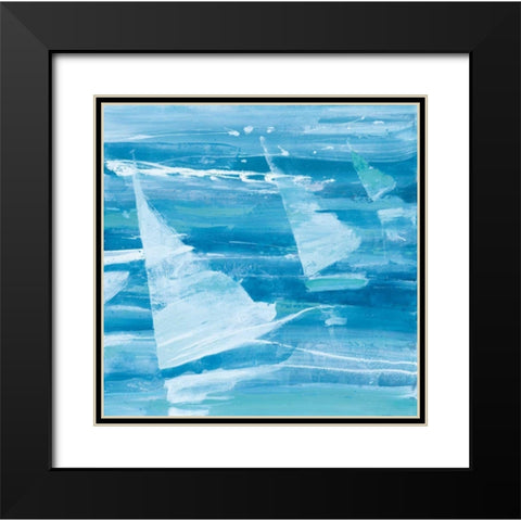 Summer Sail II Blue Black Modern Wood Framed Art Print with Double Matting by Hristova, Albena