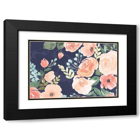 Blooming Delight III Blue Black Modern Wood Framed Art Print with Double Matting by Jackson, Jenaya