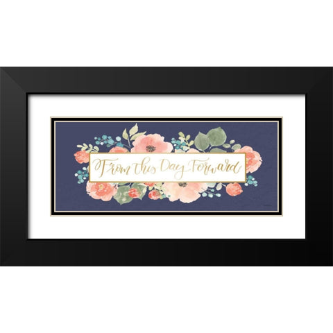 Blooming Delight VIII Blue Black Modern Wood Framed Art Print with Double Matting by Jackson, Jenaya