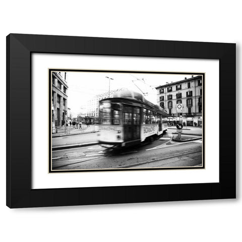 In Town Black Modern Wood Framed Art Print with Double Matting by Aledanda