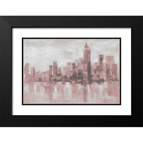 Misty Day in Manhattan Pink Gray Black Modern Wood Framed Art Print with Double Matting by Vassileva, Silvia
