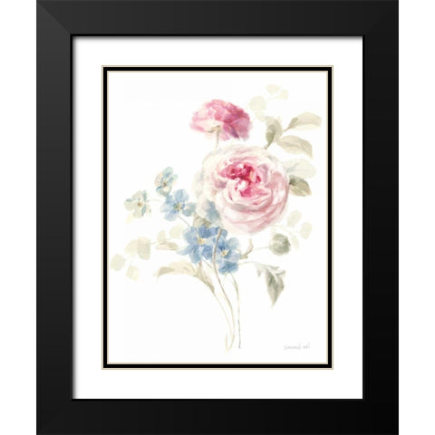 Cottage Garden II on White Black Modern Wood Framed Art Print with Double Matting by Nai, Danhui