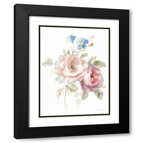 Cottage Garden IV on White Black Modern Wood Framed Art Print with Double Matting by Nai, Danhui