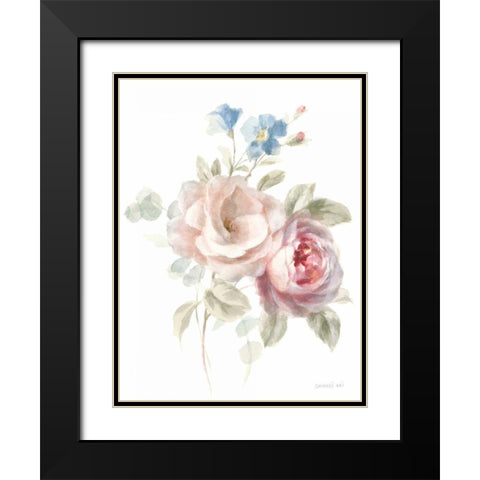 Cottage Garden IV on White Black Modern Wood Framed Art Print with Double Matting by Nai, Danhui