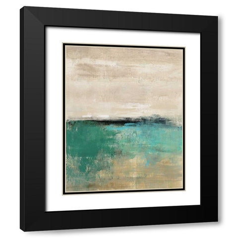 Spring Valley II Teal Black Modern Wood Framed Art Print with Double Matting by Vassileva, Silvia