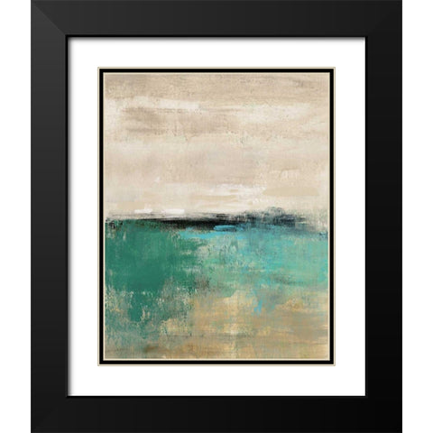 Spring Valley II Teal Black Modern Wood Framed Art Print with Double Matting by Vassileva, Silvia