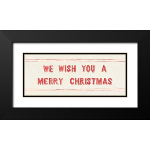 Floursack Holiday Bright Mery Christmas Black Modern Wood Framed Art Print with Double Matting by Nai, Danhui