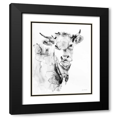 Village Cow Gray Black Modern Wood Framed Art Print with Double Matting by Valle, Aimee Del