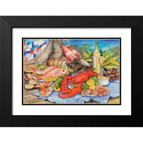 Seafood Platter Black Modern Wood Framed Art Print with Double Matting by McKenna, Kathleen Parr