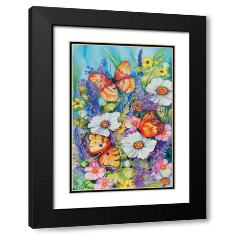 Butterfly Garden Black Modern Wood Framed Art Print with Double Matting by McKenna, Kathleen Parr