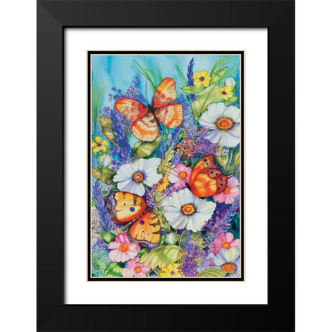Butterfly Garden Black Modern Wood Framed Art Print with Double Matting by McKenna, Kathleen Parr