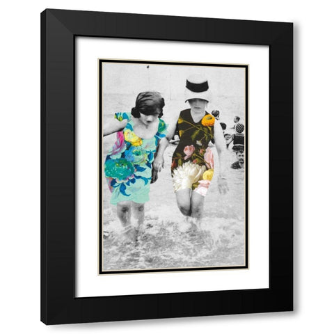 Beach Party Black Modern Wood Framed Art Print with Double Matting by Wild Apple Portfolio