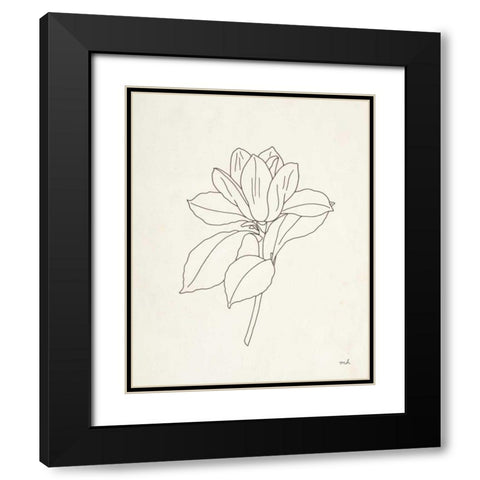 Magnolia Line Drawing Black Modern Wood Framed Art Print with Double Matting by Hershey, Moira