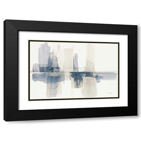 Improvisation II Navy Black Modern Wood Framed Art Print with Double Matting by Schick, Mike