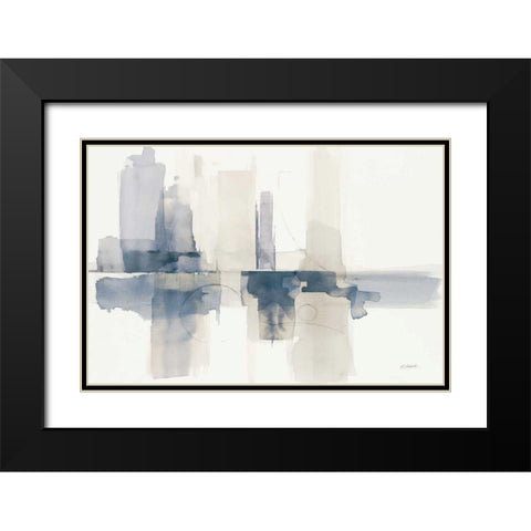 Improvisation II Navy Black Modern Wood Framed Art Print with Double Matting by Schick, Mike