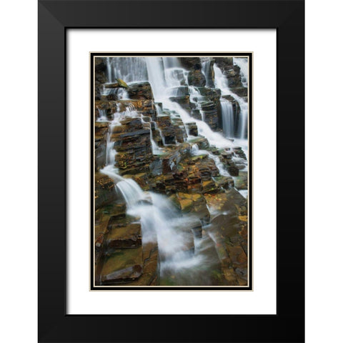 Falls on McDonald Creek color Black Modern Wood Framed Art Print with Double Matting by Majchrowicz, Alan