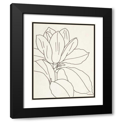 Magnolia Line Drawing v2 Crop Black Modern Wood Framed Art Print with Double Matting by Hershey, Moira