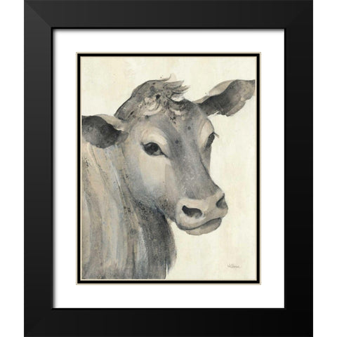 Moo Brown Crop Black Modern Wood Framed Art Print with Double Matting by Hristova, Albena