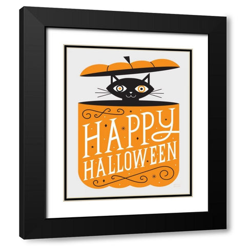 Festive Fright Cat Black Modern Wood Framed Art Print with Double Matting by Mullan, Michael