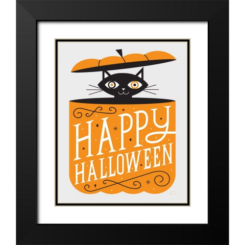 Festive Fright Cat Black Modern Wood Framed Art Print with Double Matting by Mullan, Michael