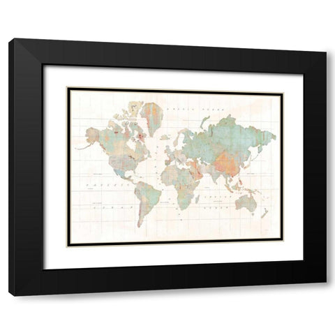 Across the World v3 Blue Black Modern Wood Framed Art Print with Double Matting by Schlabach, Sue