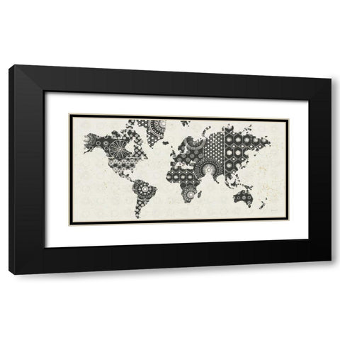 Kami Map - No Border Black Modern Wood Framed Art Print with Double Matting by Lovell, Kathrine