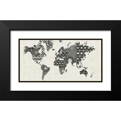 Kami Map - No Border Black Modern Wood Framed Art Print with Double Matting by Lovell, Kathrine
